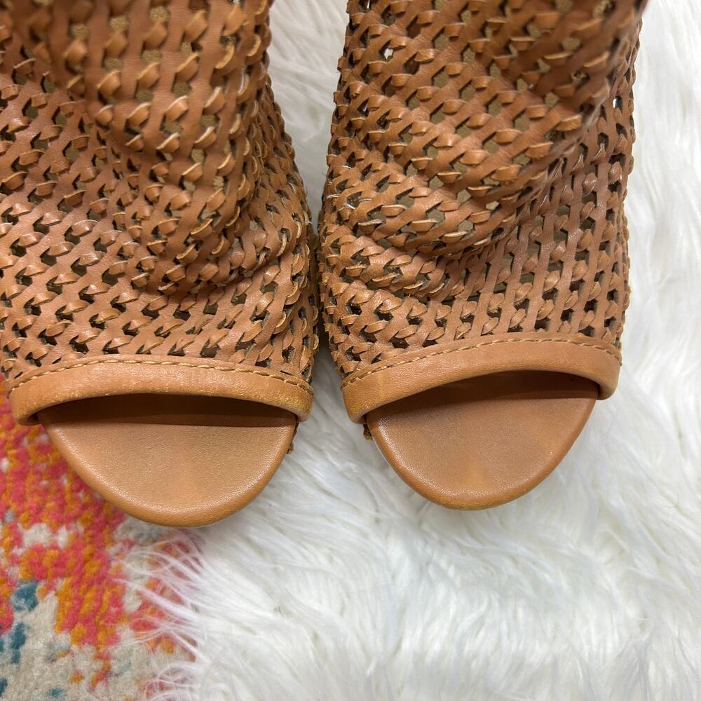 Dolce Vita Brooks Mule Sandal 9 Brown Leather Perforated Chunky Platform Slip On - Picture 4 of 9